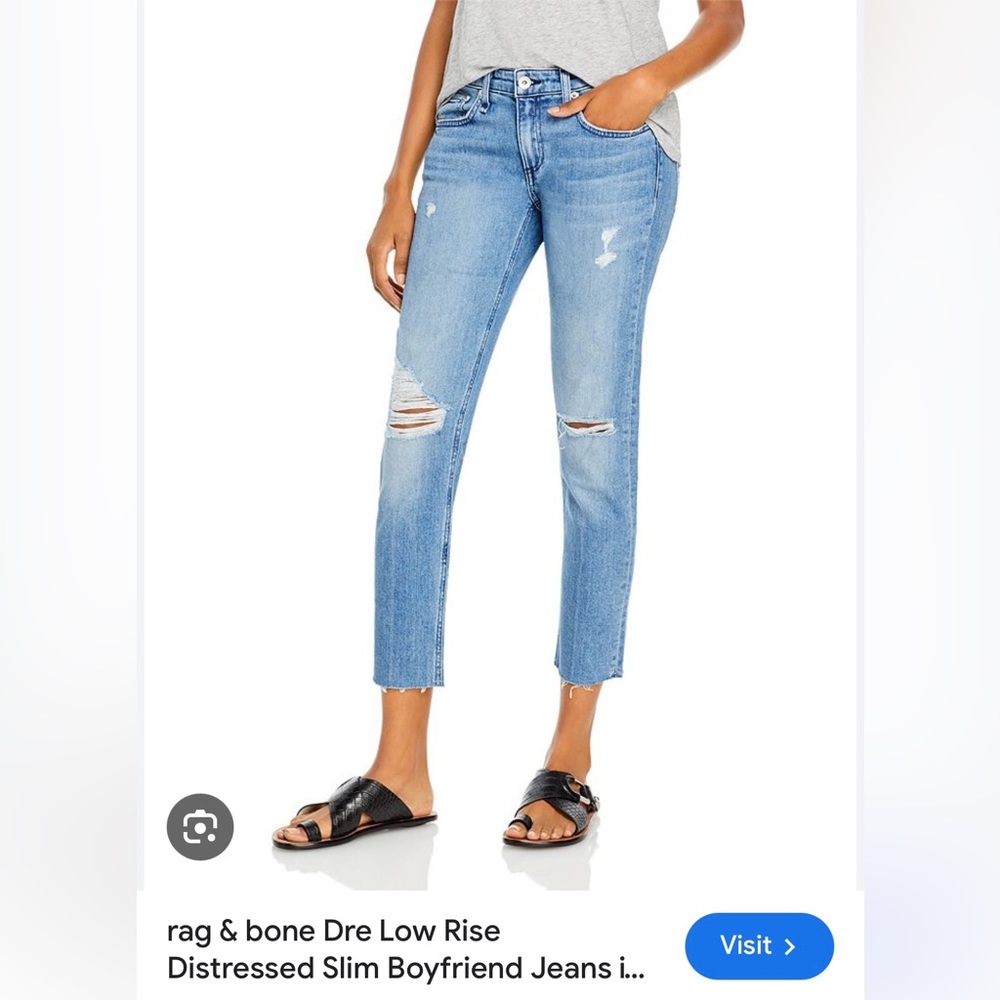 Rag & Bone Dre low rise slim boyfriend jeans distressed 26